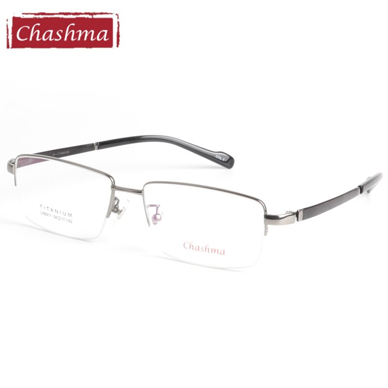 Chashma Ottica Semi Rim Oversized Square Titanium Eyeglasses 8911 Semi Rim Chashma Ottica Gray