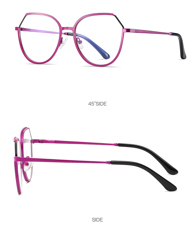 Hotony Women's Full Rim TR 90 Resin Round Alloy Frame Eyeglasses 3034 Full Rim Hotony