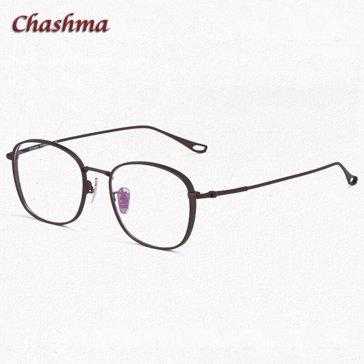 Chashma Ochki Unisex Full Rim Square Oval Titanium Eyeglasses  1851 Full Rim Chashma Ochki Coffee