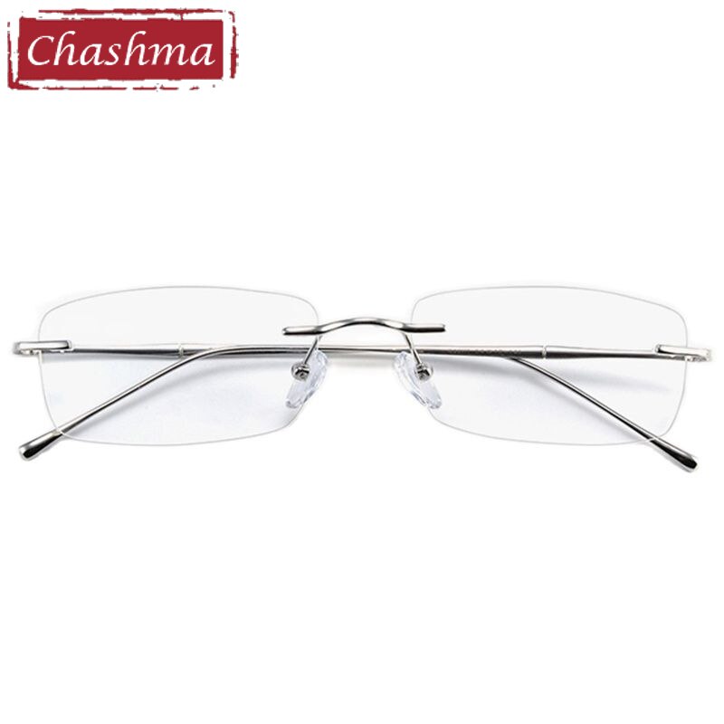 Chashma Ottica Unisex Rimless Rectangle Titanium Eyeglasses 632 Rimless Chashma Ottica
