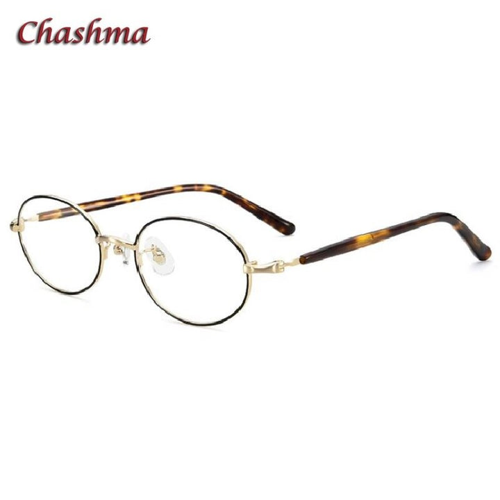 Chashma Ochki Unisex Full Rim Small Round Titanium Eyeglasses 2006 Full Rim Chashma Ochki Gold Black