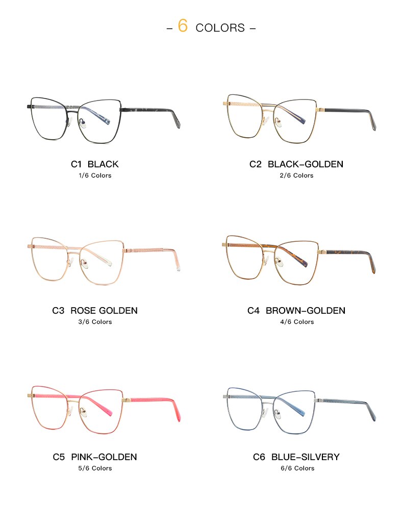 Hotochki Women's Full Rim Cat Eye Alloy Frame Eyeglasses 3003 Full Rim Hotochki