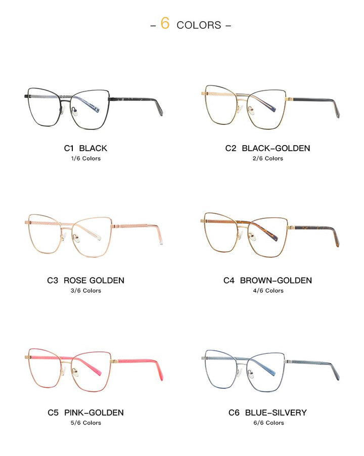 Hotochki Women's Full Rim Cat Eye Alloy Frame Eyeglasses 3003 Full Rim Hotochki