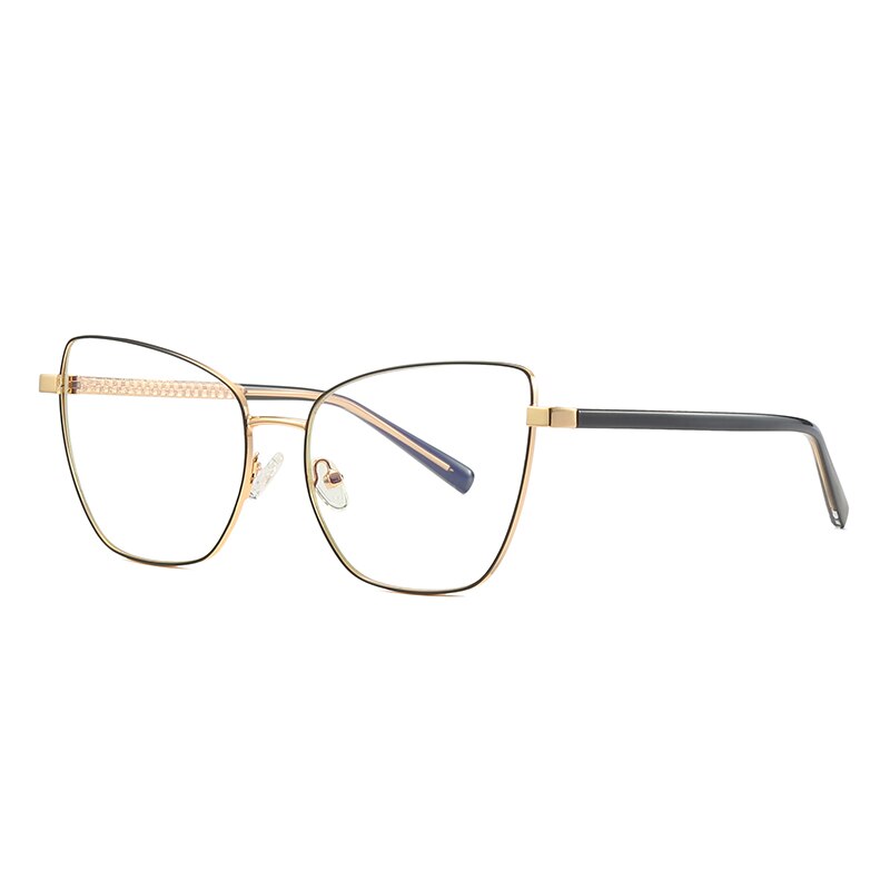 Hotochki Women's Full Rim Cat Eye Alloy Frame Eyeglasses 3003 Full Rim Hotochki Black Golden