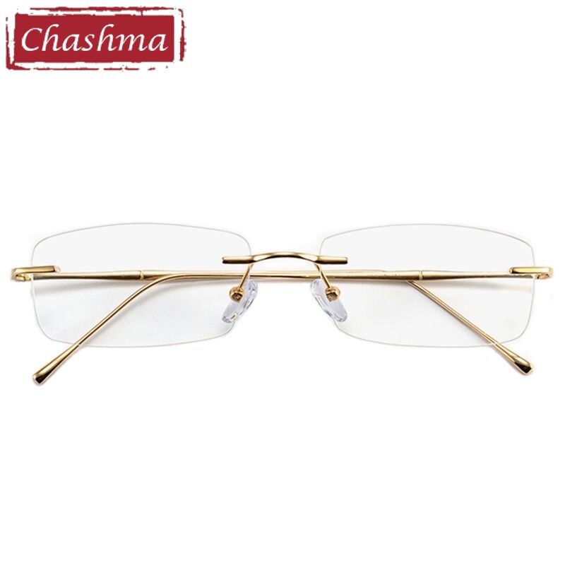 Chashma Ottica Unisex Rimless Rectangle Titanium Eyeglasses 632 Rimless Chashma Ottica