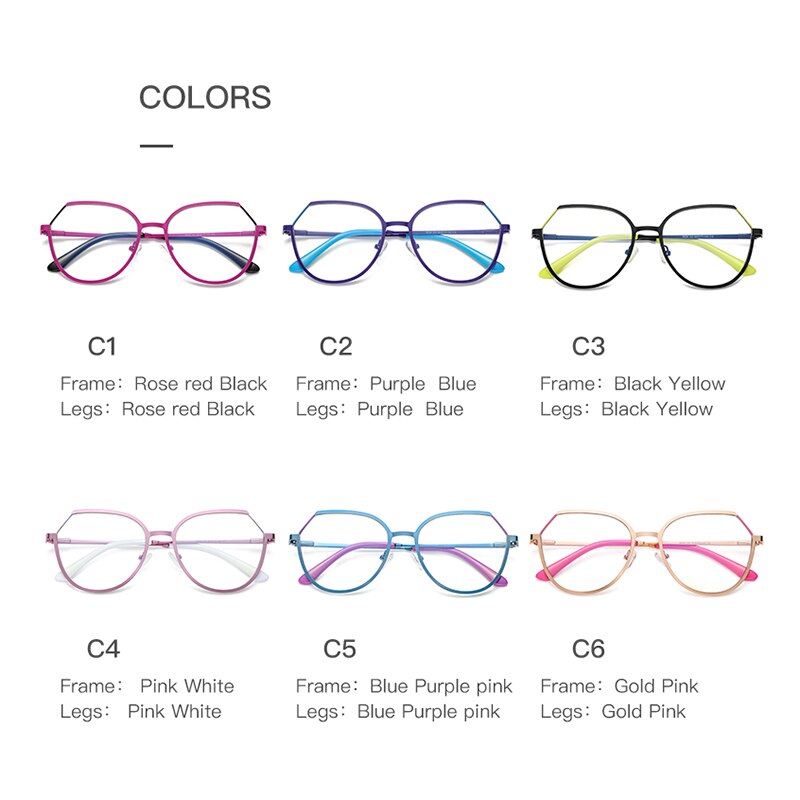 Hotony Women's Full Rim TR 90 Resin Round Alloy Frame Eyeglasses 3034 Full Rim Hotony
