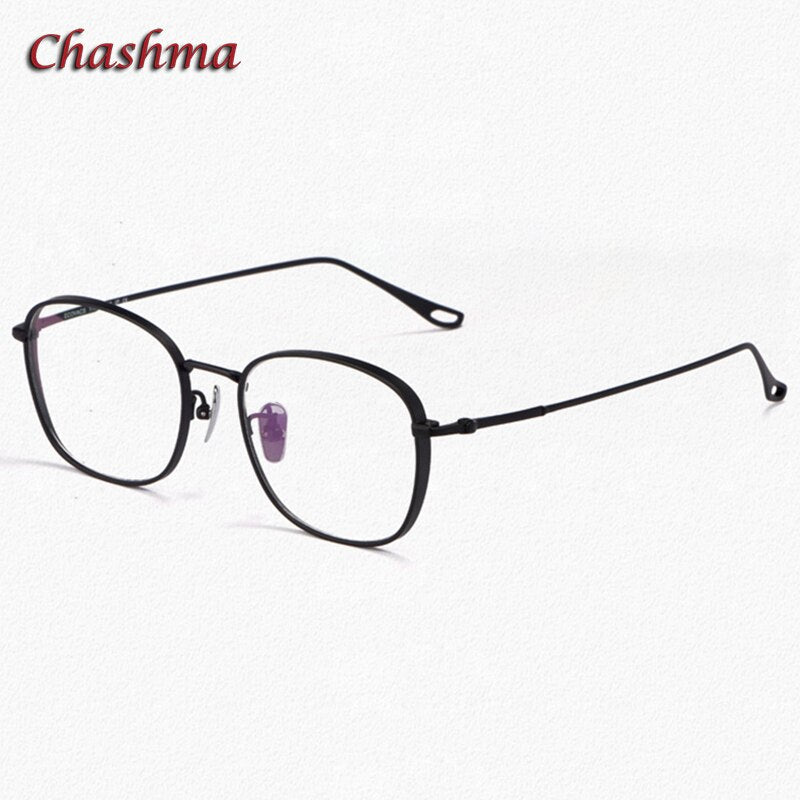 Chashma Ochki Unisex Full Rim Square Oval Titanium Eyeglasses  1851 Full Rim Chashma Ochki Black
