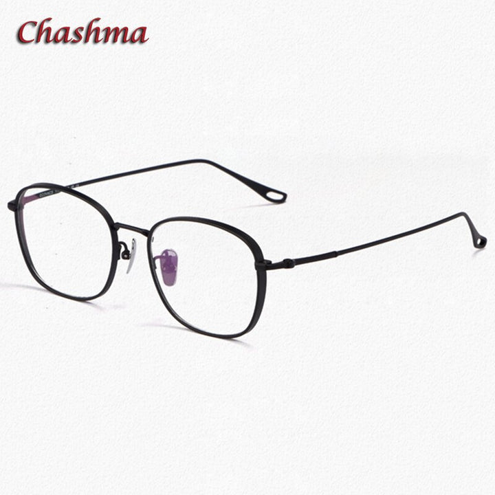 Chashma Ochki Unisex Full Rim Square Oval Titanium Eyeglasses  1851 Full Rim Chashma Ochki Black