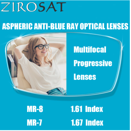 ZIROSAT MR-8 MR-7 Progressive Multifocal 1.67 Index Lenses Color Gradient Green Tint Lenses Zirosat Lenses