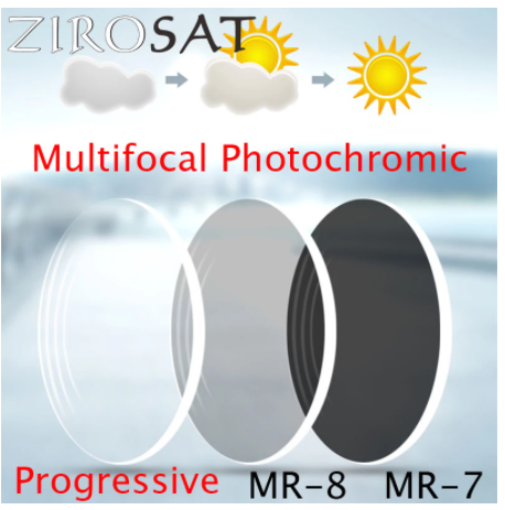 Zirosat Photochromic Mr-8 Mr-7 Multifocal Progressive 1.61 Index Lenses Color Grey Lenses Zirosat Lenses