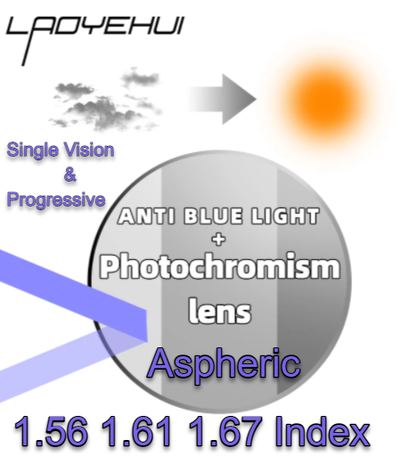 Laoyehui Aspheric Photochromic Anti Blue Light Lenses Lenses Laoyehui Eyeglass Lenses
