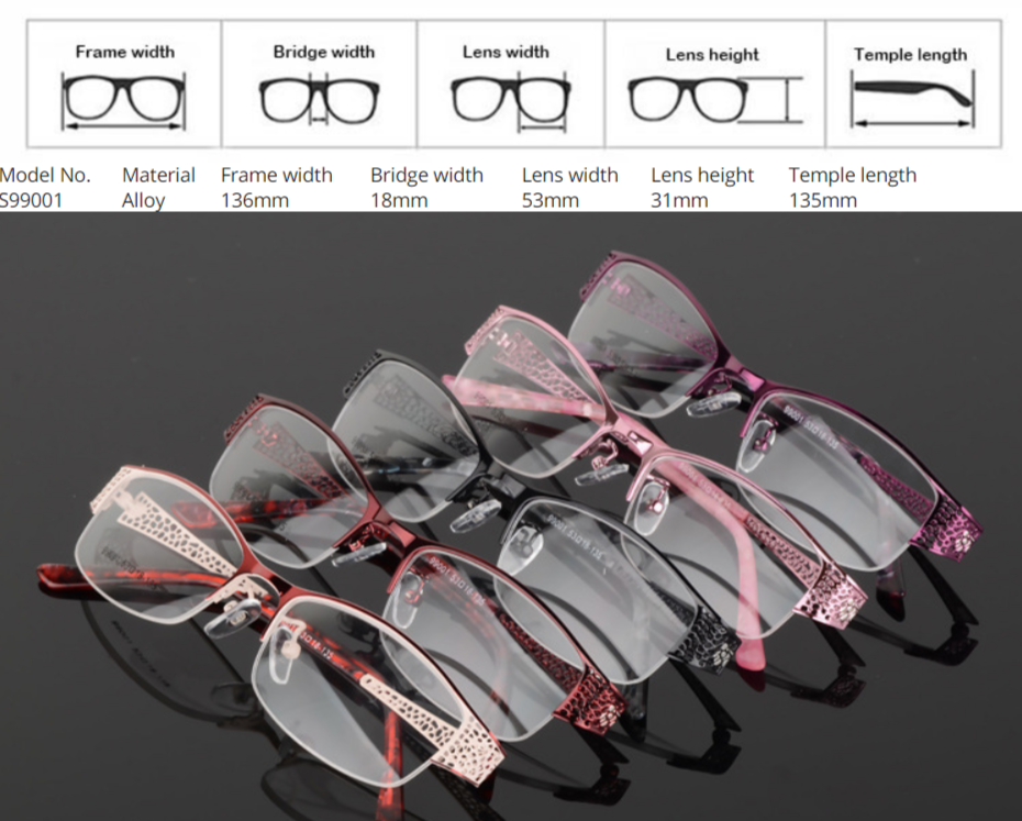 Bclear Women's Eyeglasses Metal Ultra-Light Elegant Full Rim Bclear