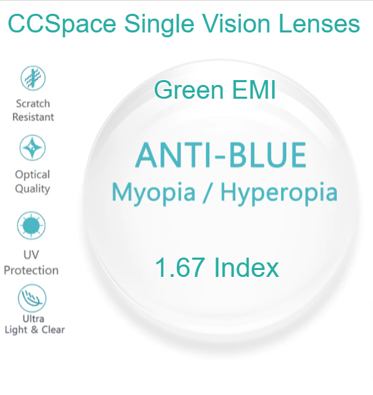 CCSpace Clear Aspheric Single Vision Anti Blue Light Lenses Lenses CCSpace Lenses 1.67