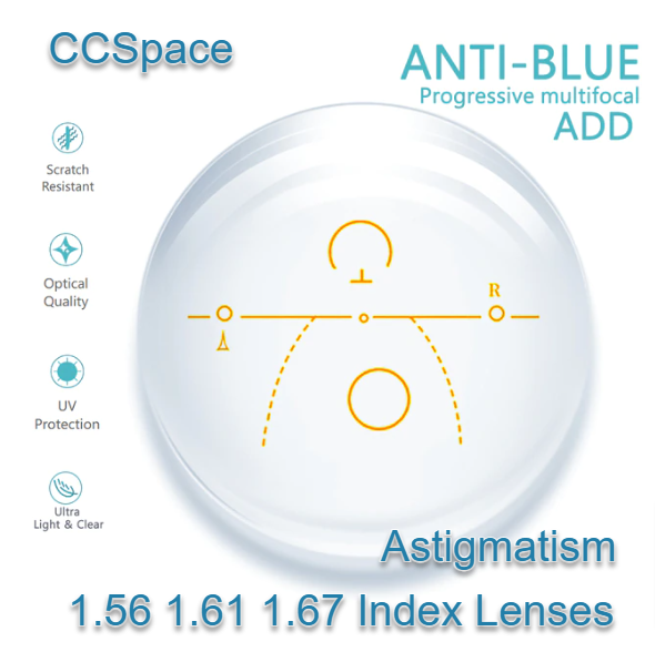 CCSpace Clear Progressive Multifocal Astigmatism Anti Blue Light Lenses Lenses CCSpace Lenses