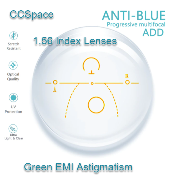 CCSpace Clear Progressive Multifocal Astigmatism Anti Blue Light Lenses Lenses CCSpace Lenses 1.56