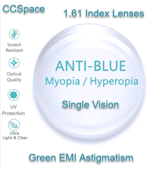 CCSpace Clear Aspheric Astigmatism Single Vision Anti Blue Light Lenses Lenses CCSpace Lenses 1.61