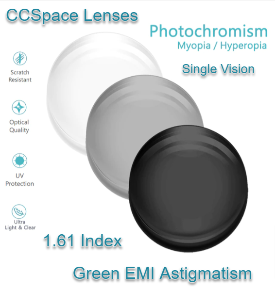 CCSpace Single Vision Astigmatism Photochromic Gray Lenses Lenses CCSpace Lenses 1.61