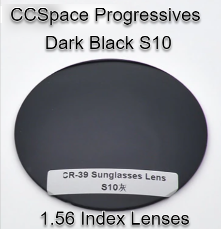 CCSpace Aspheric Progressive Vision Dyed CR-39 Lenses Lenses CCSpace Lenses 1.56 Dark Black S10