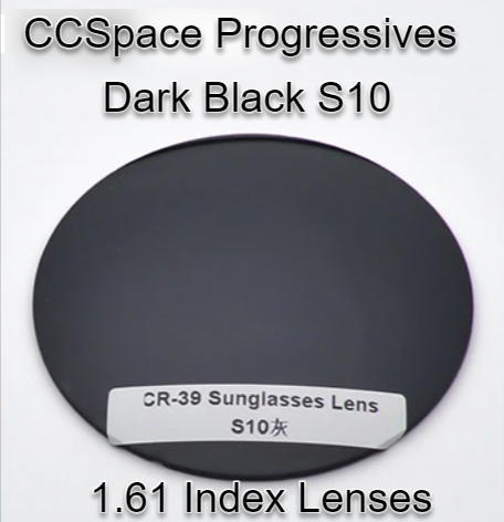 CCSpace Aspheric Progressive Vision Dyed CR-39 Lenses Lenses CCSpace Lenses 1.61 Dark Black S10