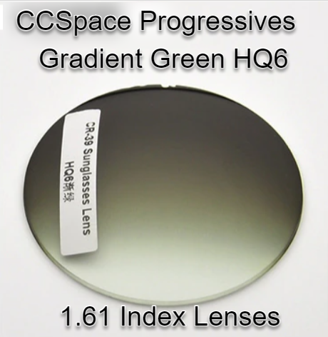 CCSpace Aspheric Progressive Vision Dyed CR-39 Lenses Lenses CCSpace Lenses 1.61 Gradient Green HQ6