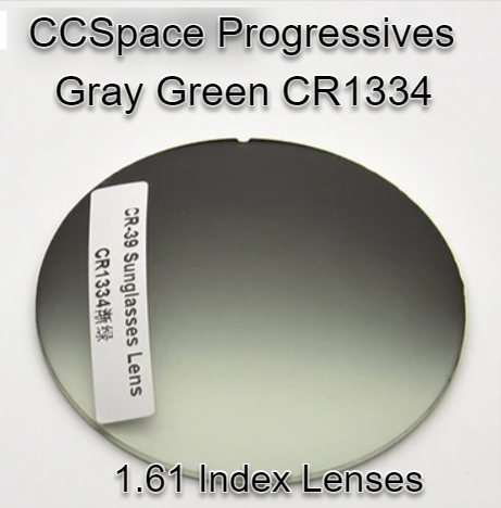 CCSpace Aspheric Progressive Vision Dyed CR-39 Lenses Lenses CCSpace Lenses 1.61 Gray Green CR1334