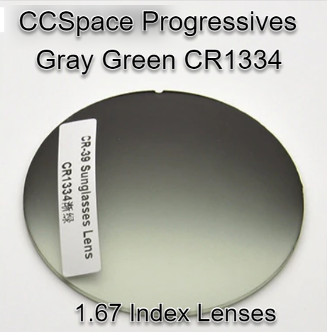 CCSpace Aspheric Progressive Vision Dyed CR-39 Lenses Lenses CCSpace Lenses 1.67 Gray Green CR1334