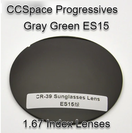 CCSpace Aspheric Progressive Vision Dyed CR-39 Lenses Lenses CCSpace Lenses 1.67 Gray Green ES15