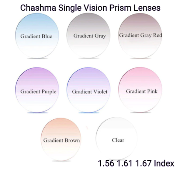 Chashma Single Vision Gradient Tinted Prism Lenses Lenses Chashma Lenses