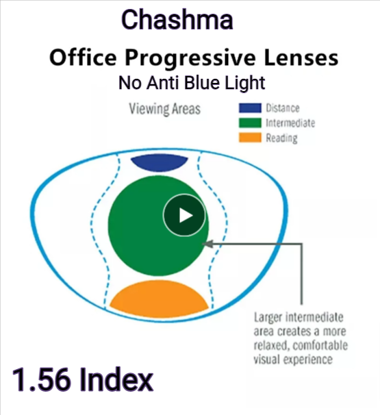 Chashma Office Progressive Clear/Anti Blue Light Lenses Lenses Chashma Lenses 1.56 No Anti Blue Light