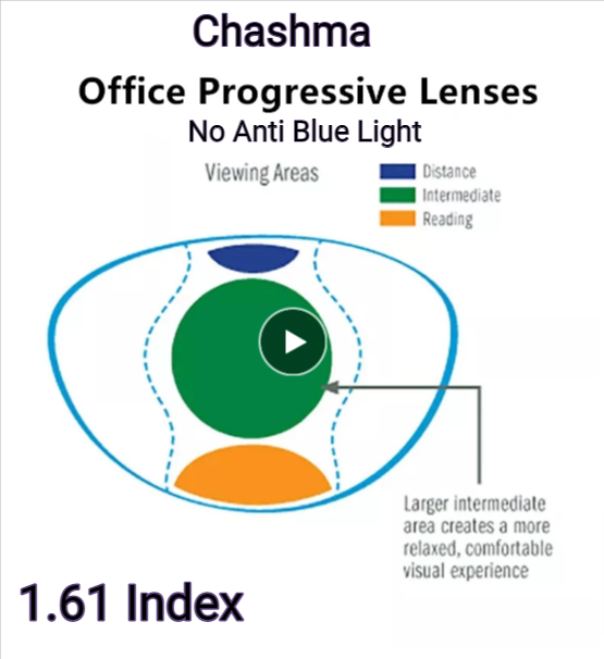 Chashma Office Progressive Clear/Anti Blue Light Lenses Lenses Chashma Lenses 1.61 No Anti Blue Light