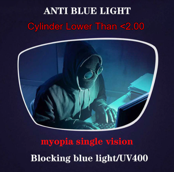 Cubojue Polycarbonate Single Vision High/Low Cylinder Myopic/Hyperopic Anti Blue Light Clear Lenses Lenses Cubojue Lenses 1.56 Low Cylinder Myopic "-"