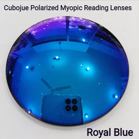 Cubojue Single Vision Polycarbonate Polarized Mirror Myopic Reading Lenses Lenses Cubojue Lenses Royal Blue -1.00 