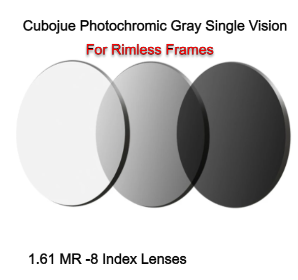 Cubojue Photochromic 1.61 MR-8 Single Vision Lenses Lenses Cubojue Lenses 1.61 MR-8 Photo Gray