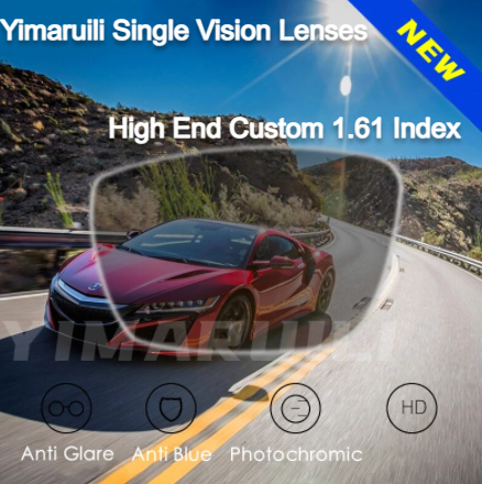 Yimaruili Photochromic Gray Single Vision Anti Blue Driving Lenses Lenses Yimaruili Lenses 1.61 Hi End Custom