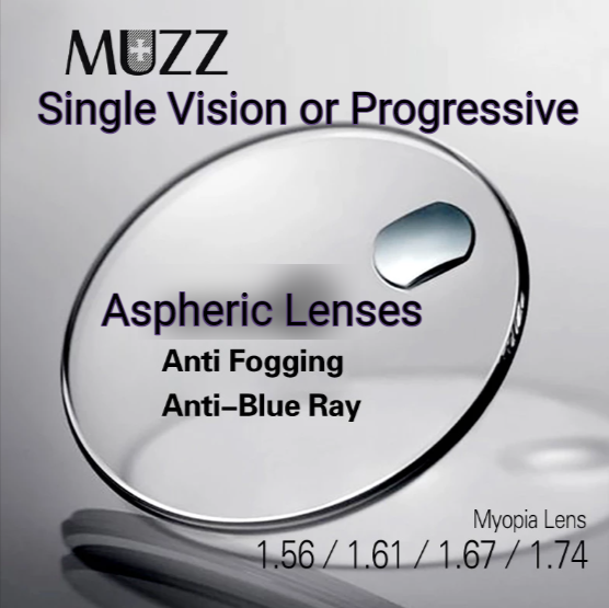 Muzz Single Vision Or Progressive Aspheric Anti Fog Anti Blue Light Clear Lenses Lenses Muzz Lenses