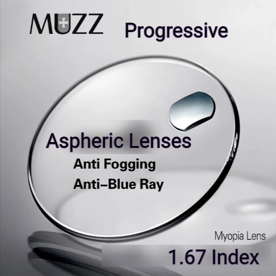 Muzz Single Vision Or Progressive Aspheric Anti Fog Anti Blue Light Clear Lenses Lenses Muzz Lenses 1.67 Progressive