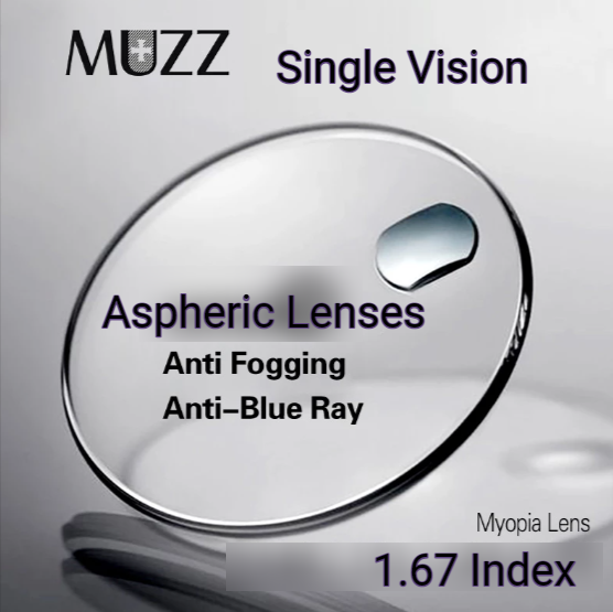 Muzz Single Vision Or Progressive Aspheric Anti Fog Anti Blue Light Clear Lenses Lenses Muzz Lenses 1.67 Single Vision