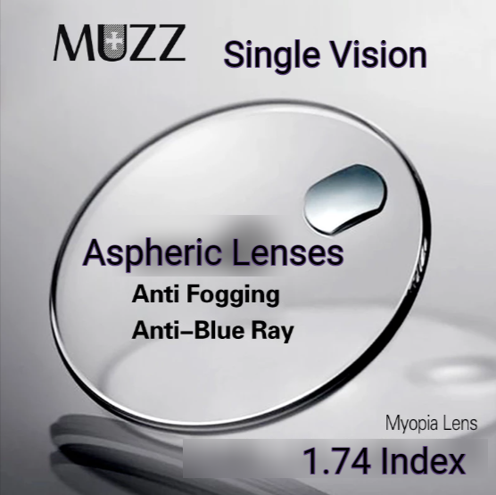 Muzz Single Vision Or Progressive Aspheric Anti Fog Anti Blue Light Clear Lenses Lenses Muzz Lenses 1.74 Single Vision