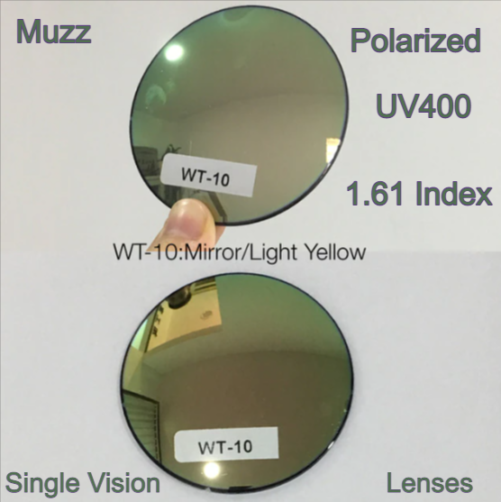 Muzz Single Vision Aspheric Polarized Tinted Sunglass Lenses Lenses Muzz Lenses 1.61 Mirror Light Yellow 