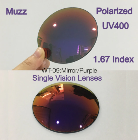 Muzz Single Vision Aspheric Polarized Tinted Sunglass Lenses Lenses Muzz Lenses 1.67 Mirror Purple 