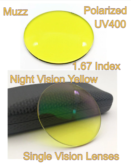 Muzz Single Vision Aspheric Polarized Tinted Sunglass Lenses Lenses Muzz Lenses 1.67 Night Vision Yellow 