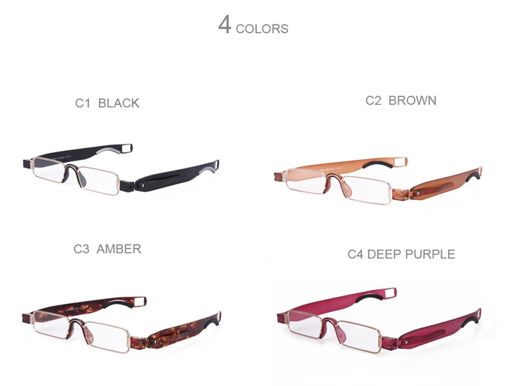 Brightzone Unisex Full Rim Alloy Square Folding Reading Glasses Reading Glasses Brightzone