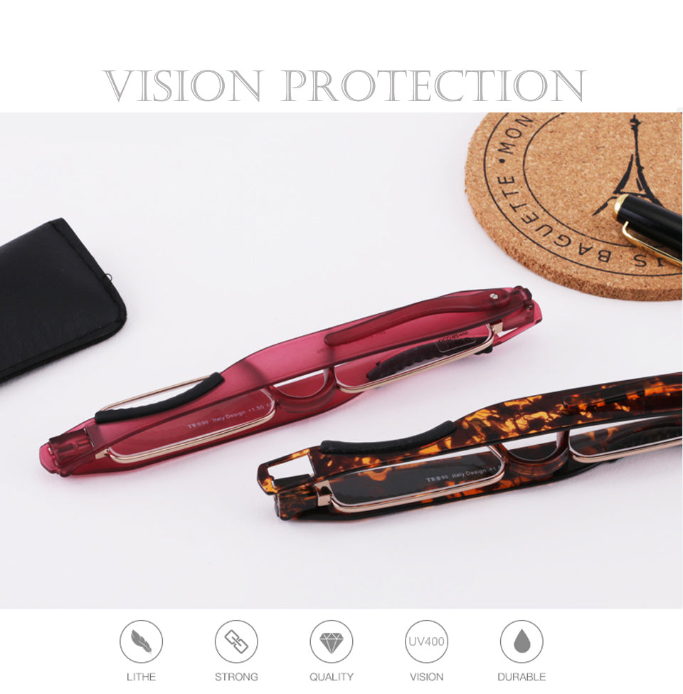 Brightzone Unisex Full Rim Alloy Square Folding Reading Glasses Reading Glasses Brightzone