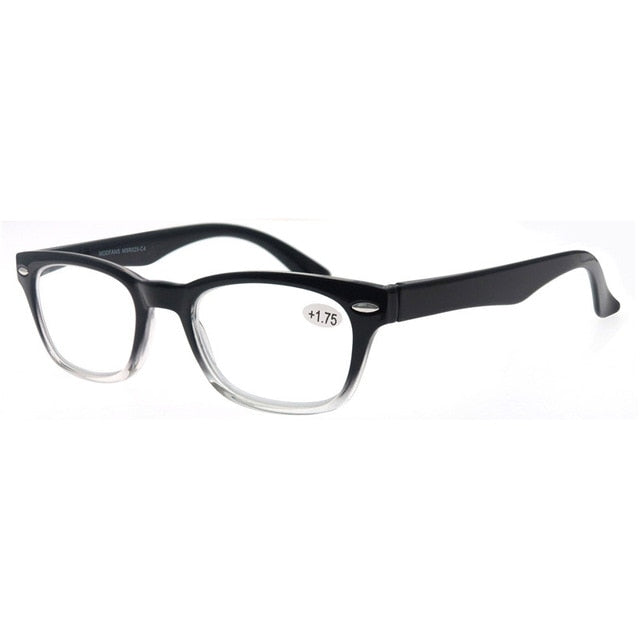 ModFan Unisex Full Rim Square Acetate Reading Glasses Msr029 Reading Glasses Modfans +350 up black down clean