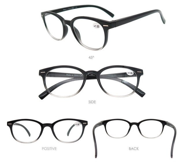 Modfans Women's Full Rim Round Alloy Polycarbonate Reading Glasses 4835 Reading Glasses Modfans +100 Black