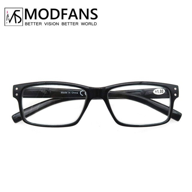 Modfans Unisex Full Rim Rectangle Polycarbonate Reading Glasses R0341 Reading Glasses Modfans +150 Black
