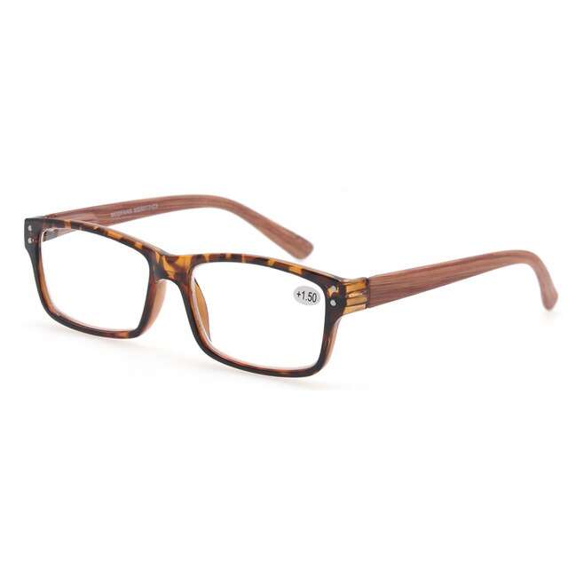 Modfans Unisex Full Rim Rectangular Polycarbonate Reading Glasses R013 Reading Glasses Modfans +100 Leopard