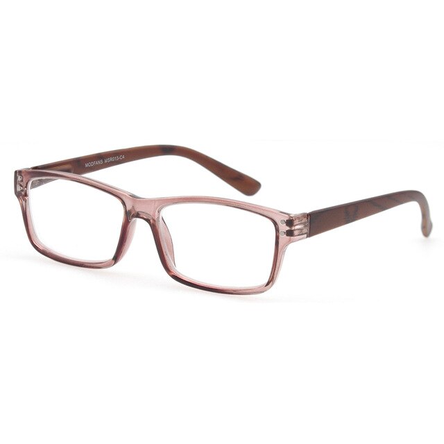 Modfans Unisex Full Rim Rectangular Polycarbonate Reading Glasses R013 Reading Glasses Modfans +100 Brown