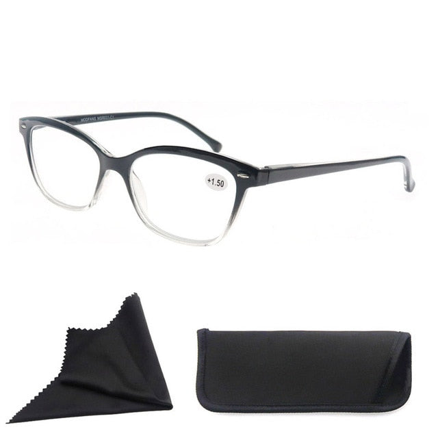 Modfans Unisex Full Rim Square Polycarbonate Reading Glasses R031 Reading Glasses Modfans +100 Black