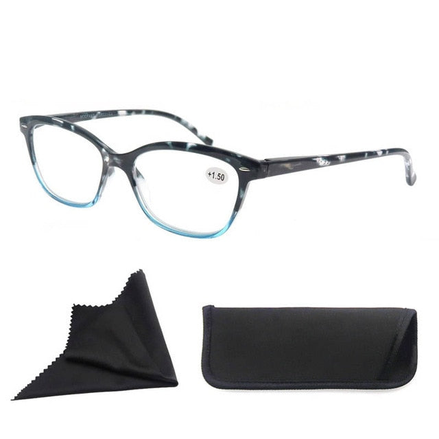 Modfans Unisex Full Rim Square Polycarbonate Reading Glasses R031 Reading Glasses Modfans +100 Blue